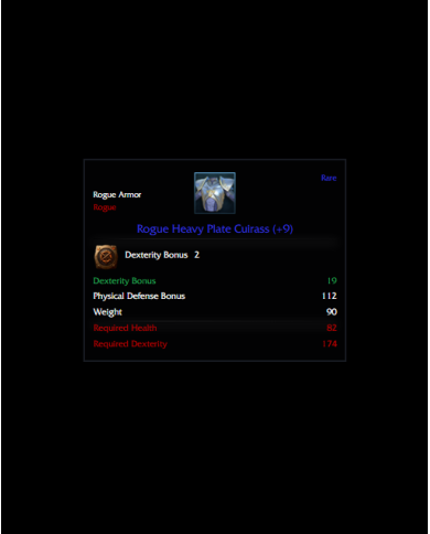 +9 ROGUE HEAVY PLATE CUİRASS 2 DEX