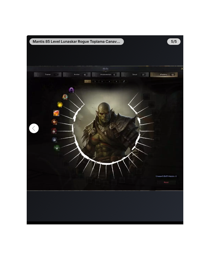 Mantis 85 Level Lunaskar Rogue Toplama