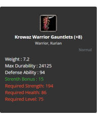 +8 Warrior Krowaz Set