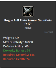 +10 Rogue Full Plate Gaunlents