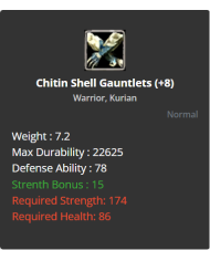 +8 Warrior Shell Set