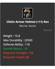 +11 Warrior Chitin Set Armor