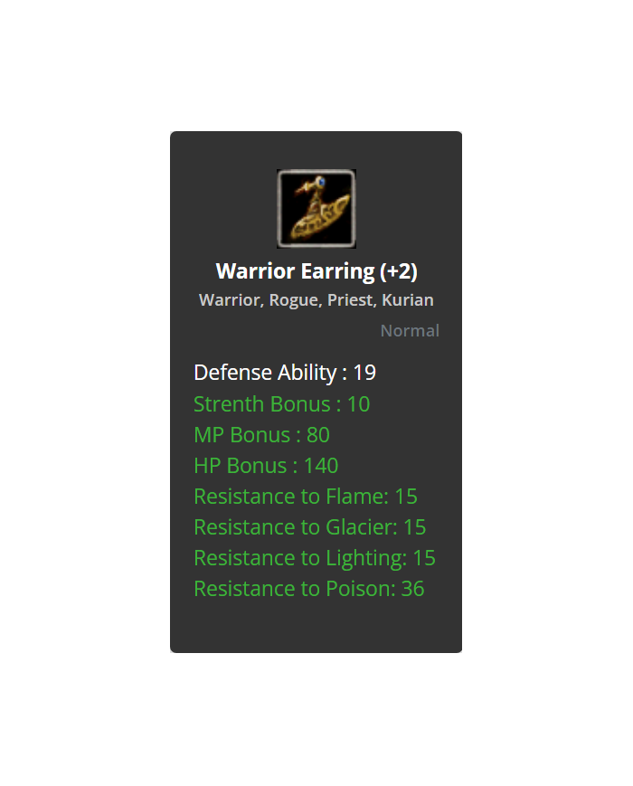 +2 Warrior Earring